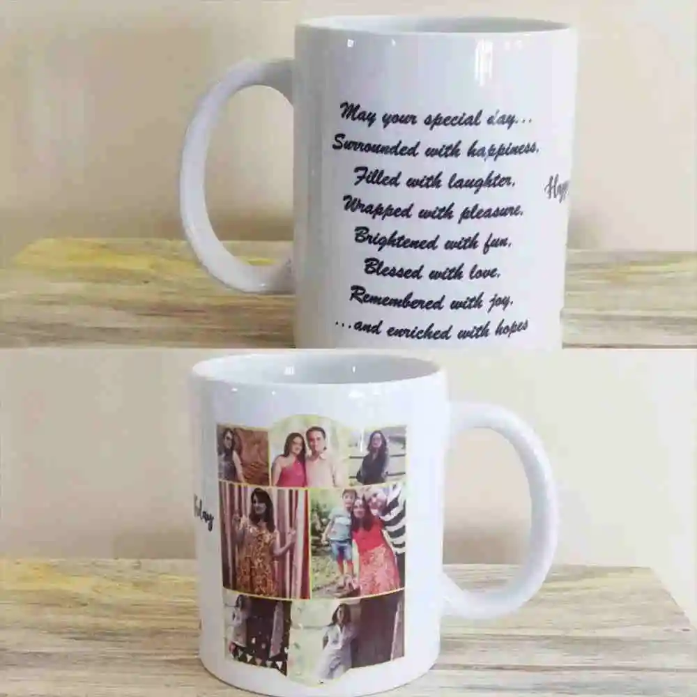 Personalized Birthday Text with Photo Mug